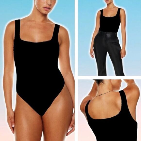 BABATON Aritzia Contour Tank Square-Neck Tank Bodysuit Sz XS Black - Picture 1 of 6